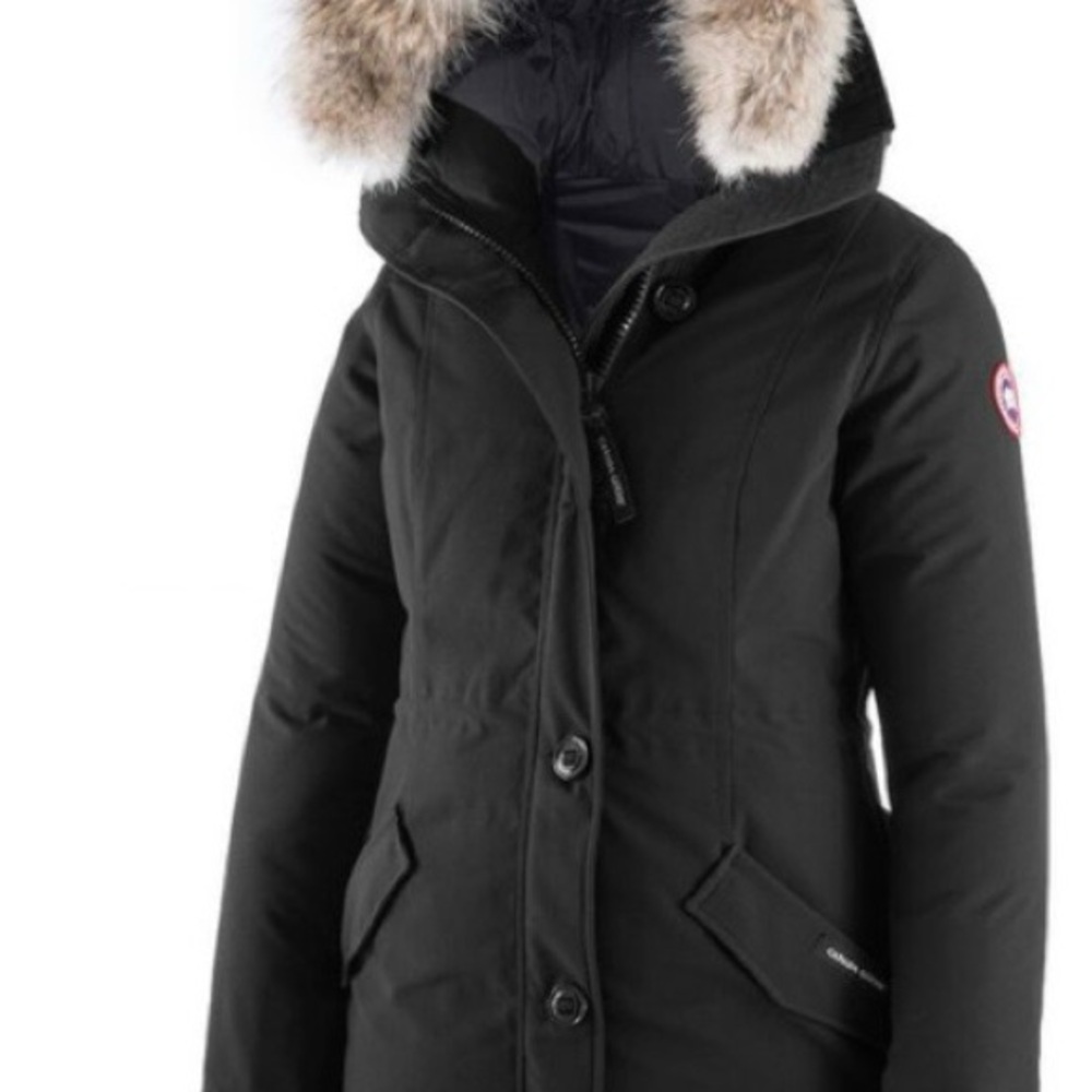 Canada Goose Women's Rossclair Jacket in Navy Size Small WITH FOX FUR TRIM - Picture 10 of 13